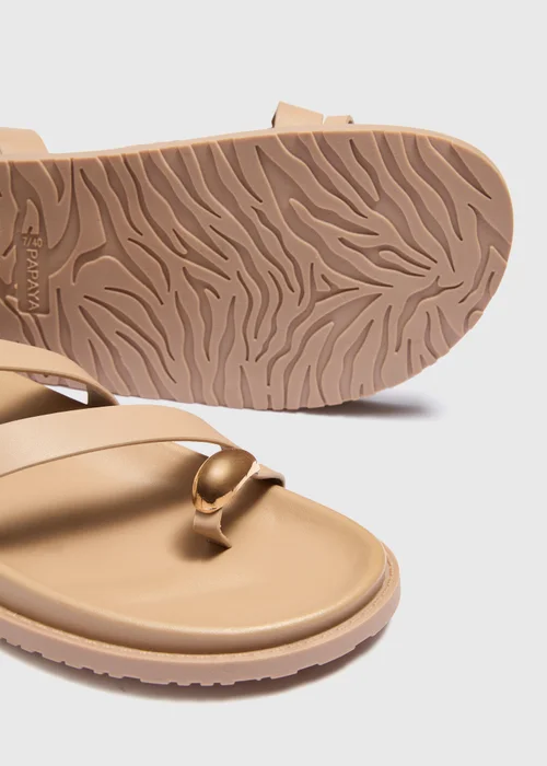 Taupe Toe Loop Sandals - 3 Image 2
