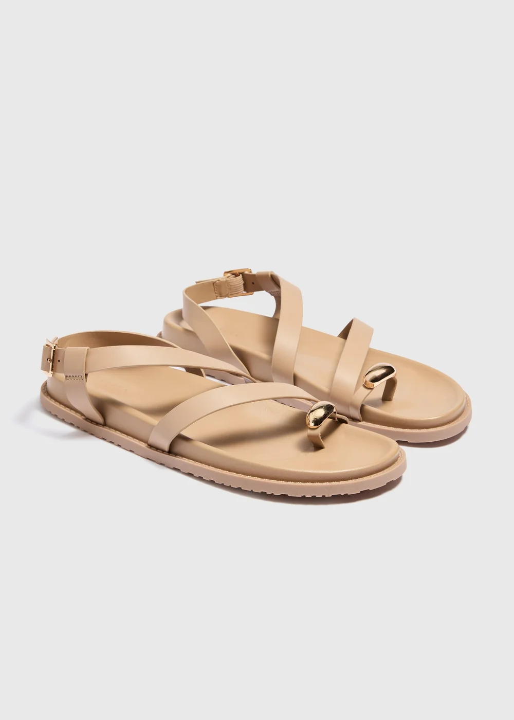 Taupe Toe Loop Sandals - 3 Image 1