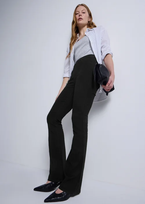 Black Stretch High Rise Flare Jeggings - 8/L29 Image 2