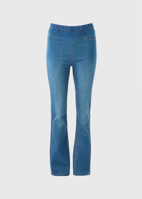 Mid Wash Stretch High Rise Flare Jeggings - 8/L29 Image 4