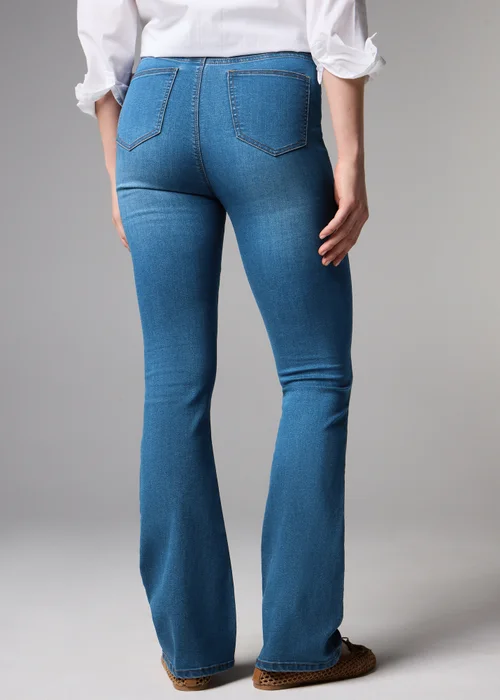 Mid Wash Stretch High Rise Flare Jeggings - 8/L29 Image 1