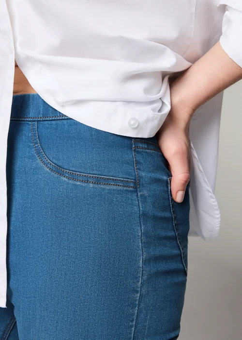 Mid Wash Stretch High Rise Flare Jeggings - 8/L29 Image 2