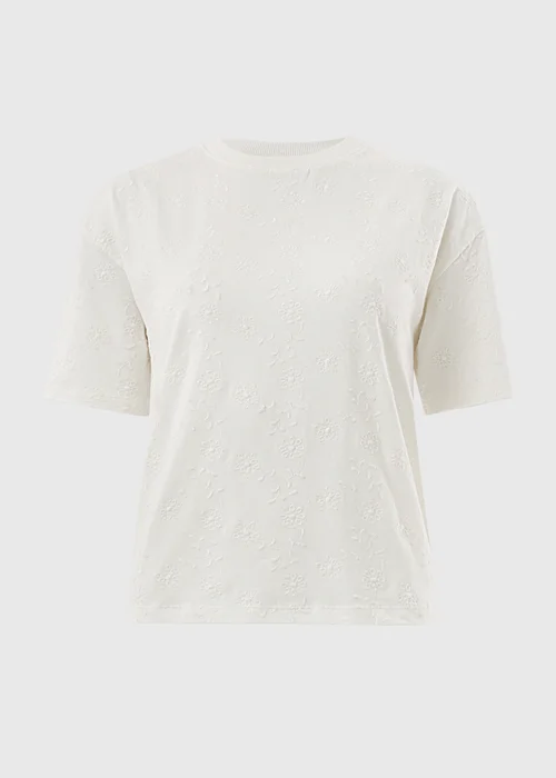 White Embroidered Boxy T-Shirt - L Image 4