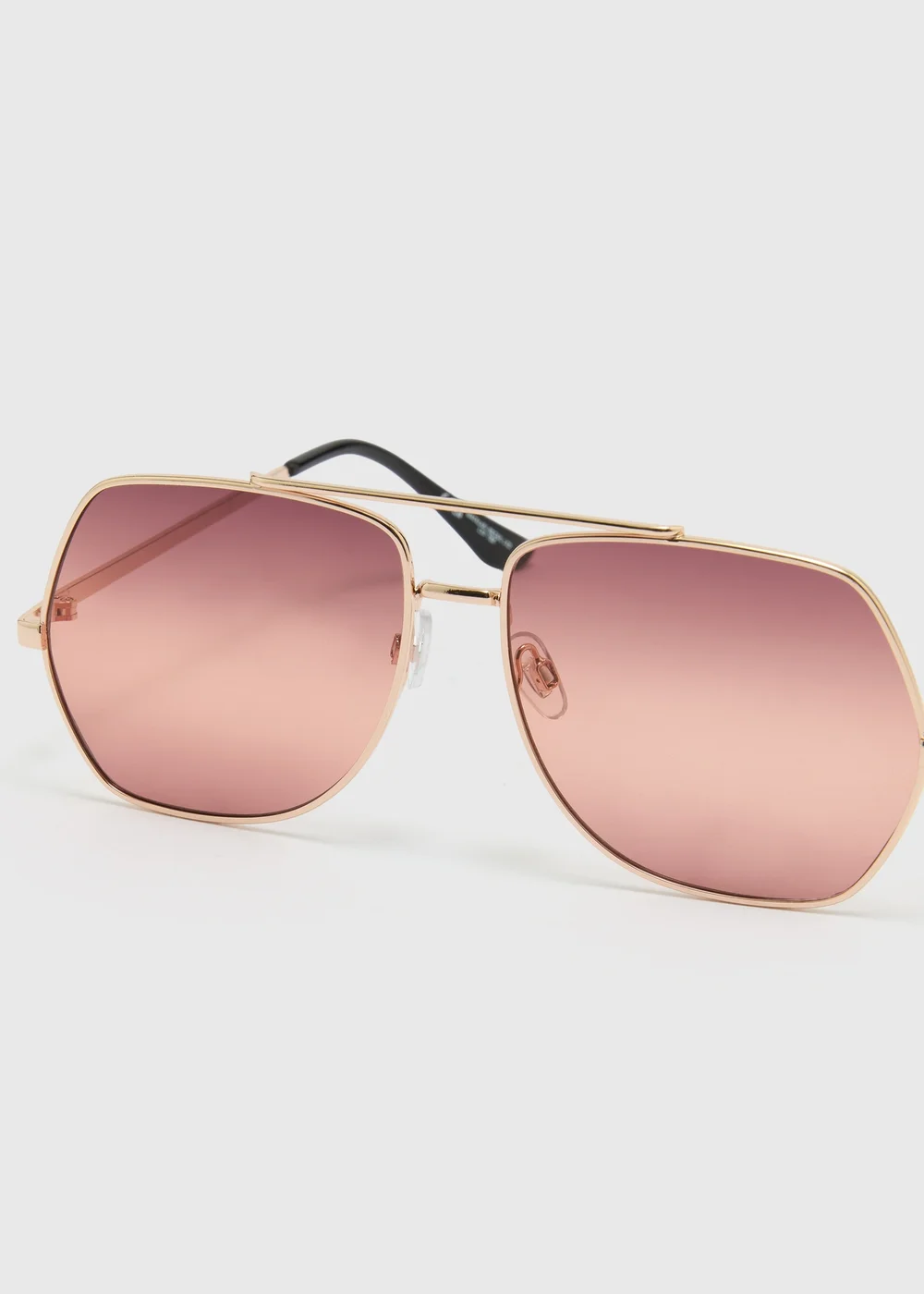 Rose Gold Square Aviator Sunglasses - One Size Image 2