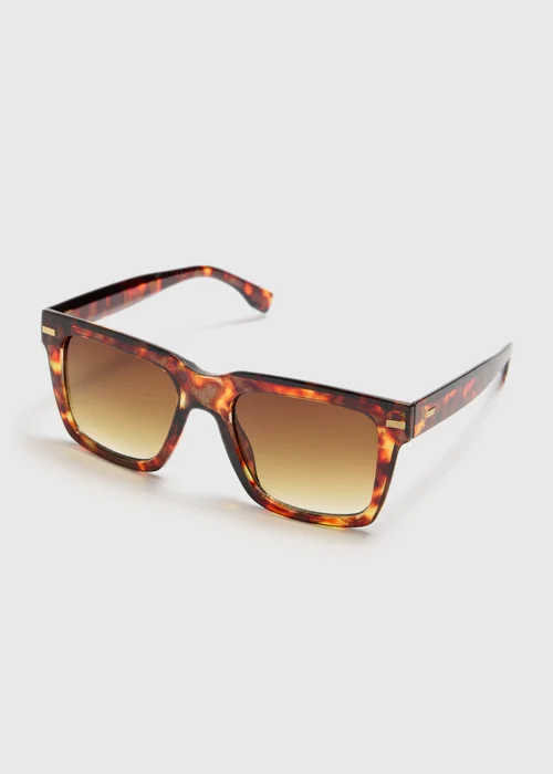 Brown Tortoiseshell Square Sunglasses - One Size Image 1