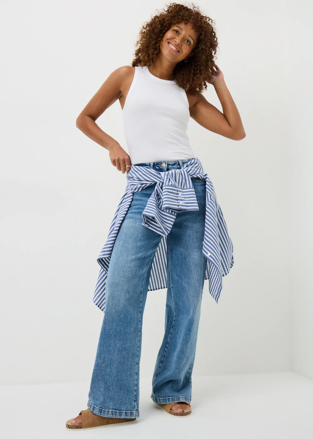 White Ribbed High Neck Vest Top - 12 Image 2