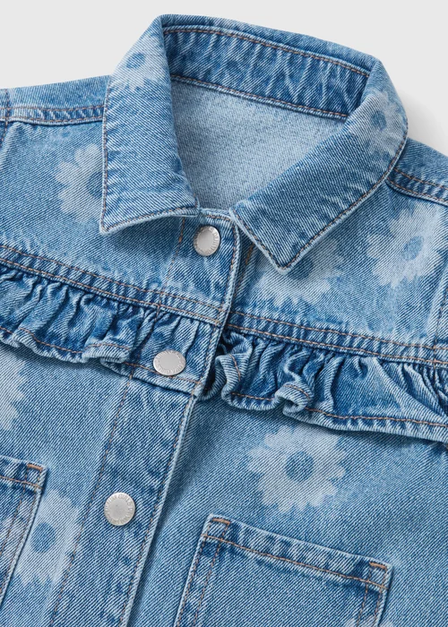 Girls Mid Wash Floral Denim Jacket (1-7yrs) - 1-1.5 Yrs Image 2