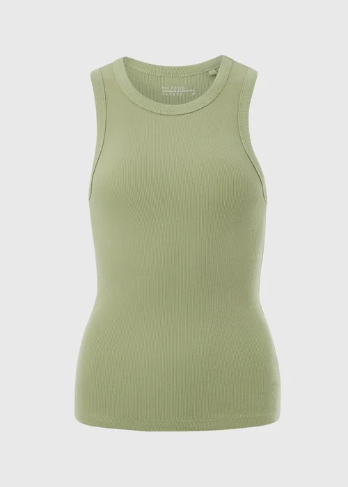 Olive Ribbed High Neck Vest Top - 14 Image 3