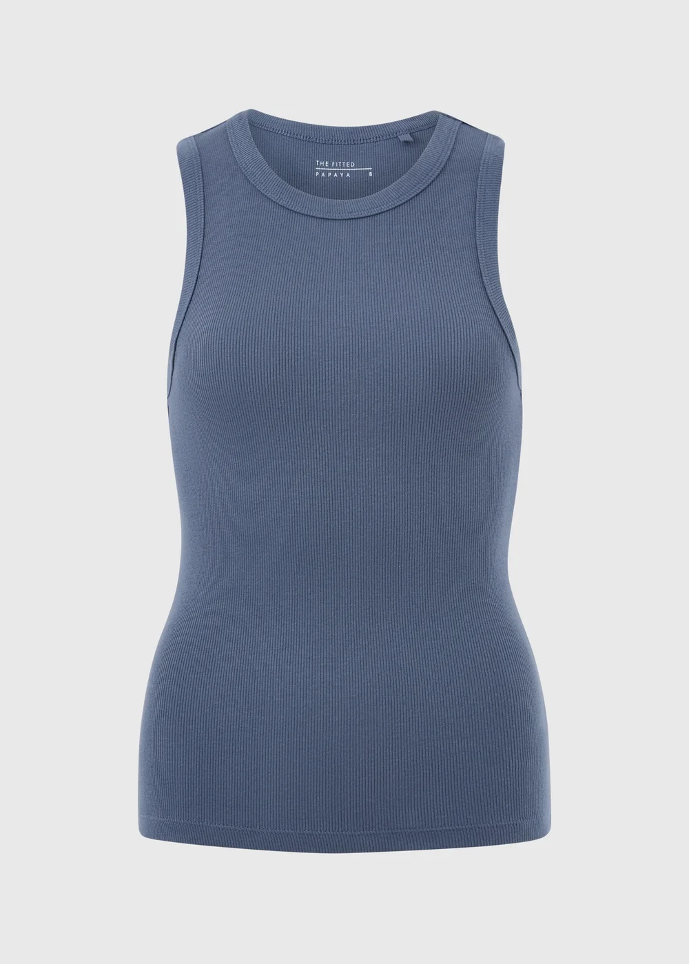 Slate Ribbed High Neck Vest Top - 20 Image 3