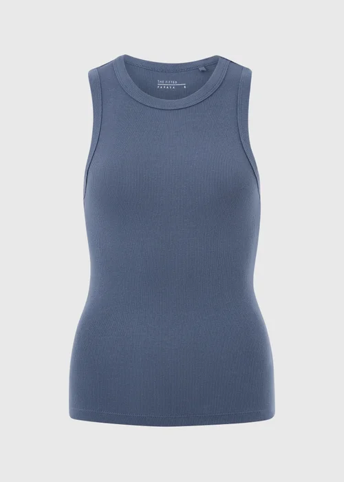 Slate Ribbed High Neck Vest Top - 20 Image 3