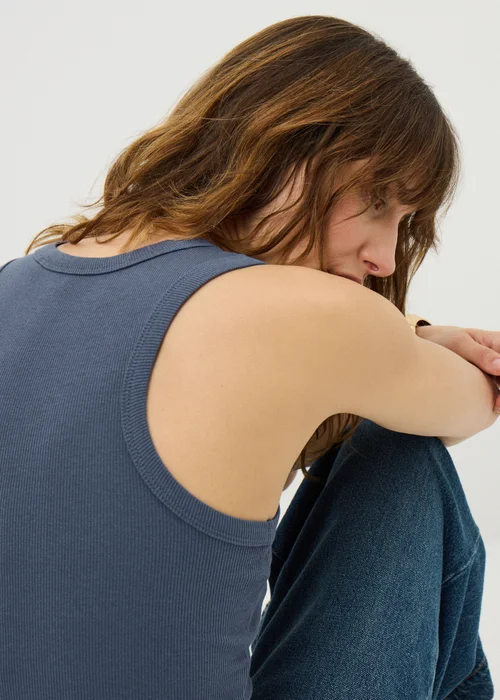 Slate Ribbed High Neck Vest Top - 20 Image 2