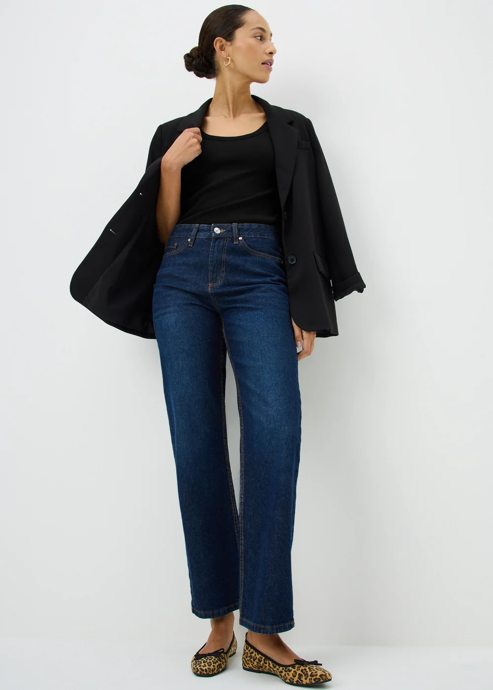 Black Ribbed Scoop Neck T-Shirt - 14 Image 1