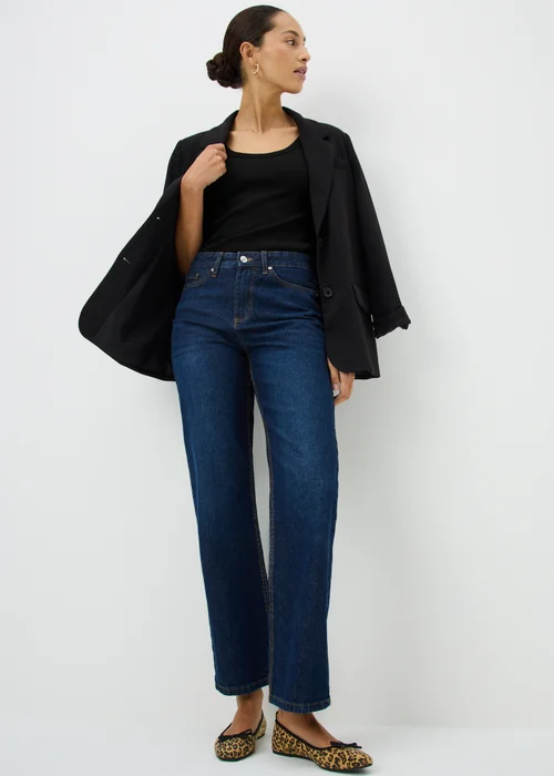Black Ribbed Scoop Neck T-Shirt - 14 Image 1
