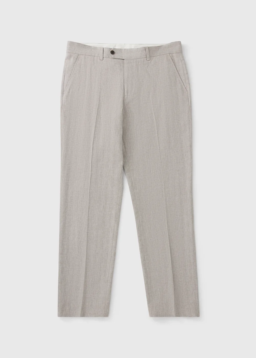 Taylor & Wright Langham Stone Linen Blend Herringbone Slim Suit Trousers - 34 Waist 33 Leg Image 5