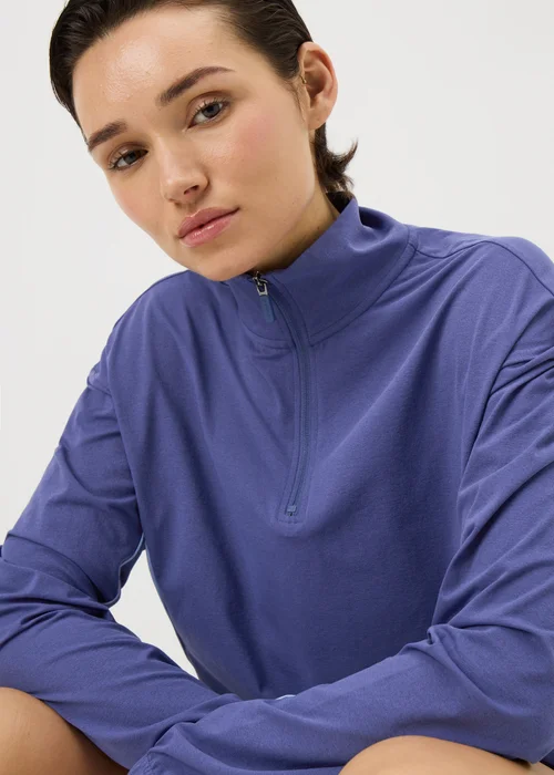 Souluxe Blue Piped Half Zip Co Ord Sports Top - M Image 2
