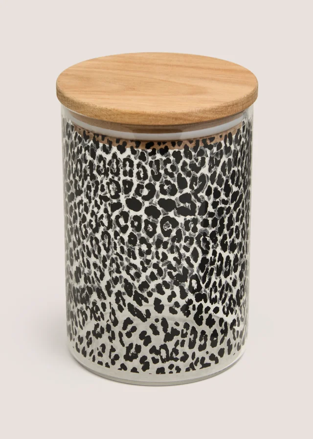 Leopard Print Glass Jar