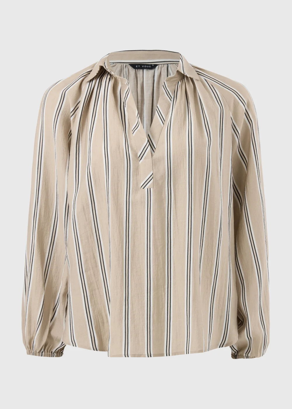 Et Vous Camel Stripe Popover Blouse - M Image 3