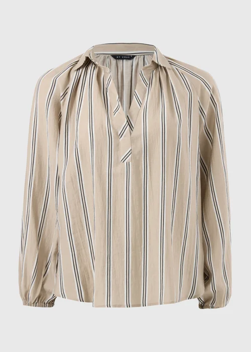 Et Vous Camel Stripe Popover Blouse - M Image 3
