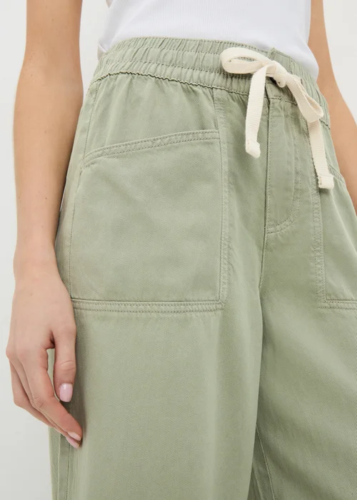 Sage Green Utility Wide Leg Trousers - 8/L33 Image 2