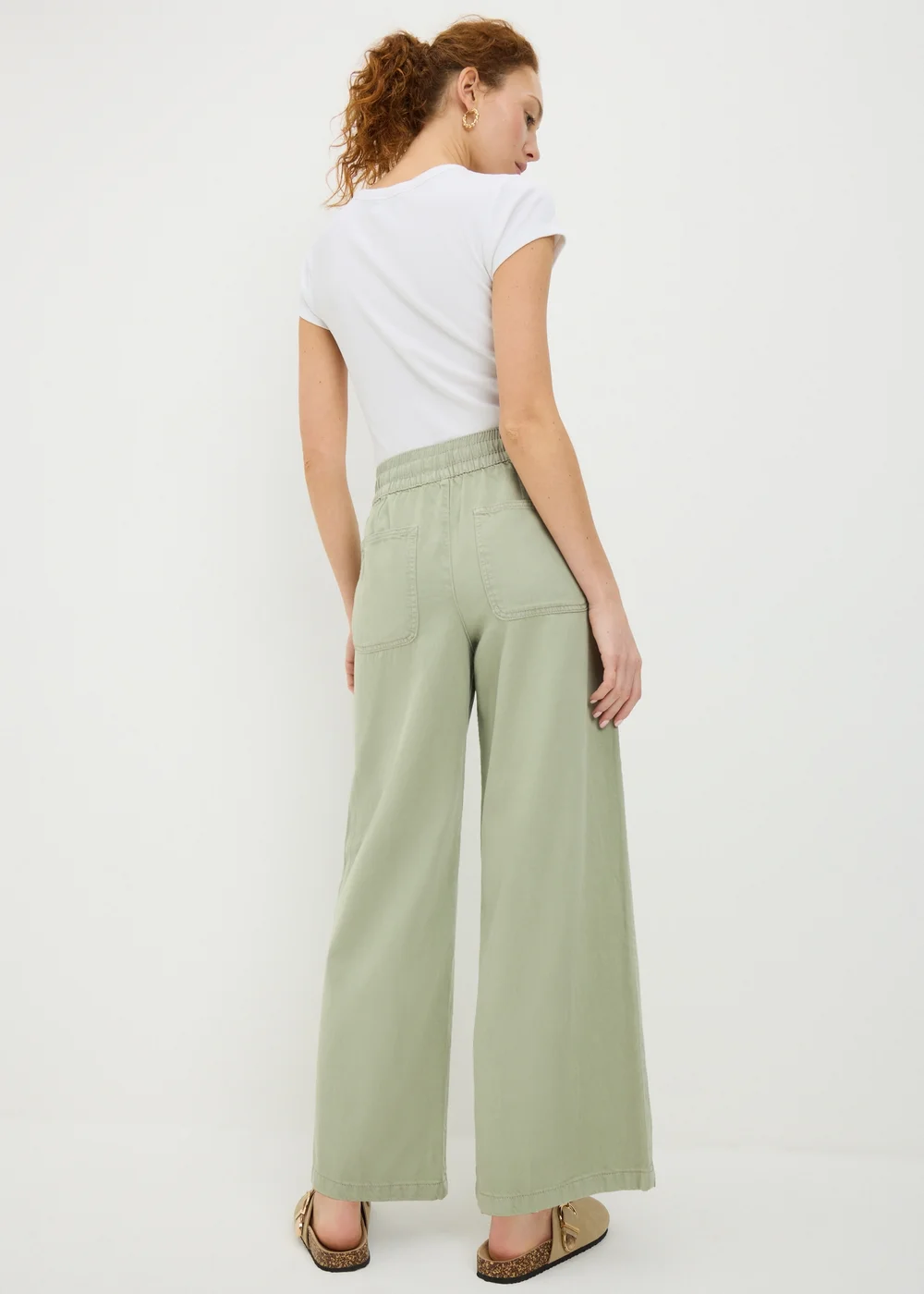 Sage Green Utility Wide Leg Trousers - 8/L33 Image 3
