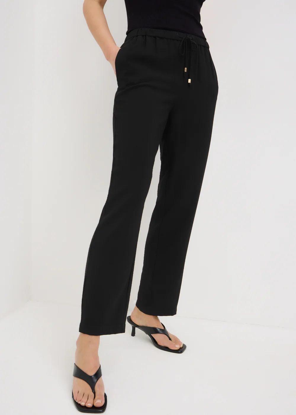 Black Twill Straight Leg Trousers - 22 Image 2