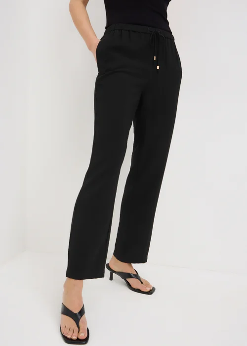 Black Twill Straight Leg Trousers - 22 Image 2