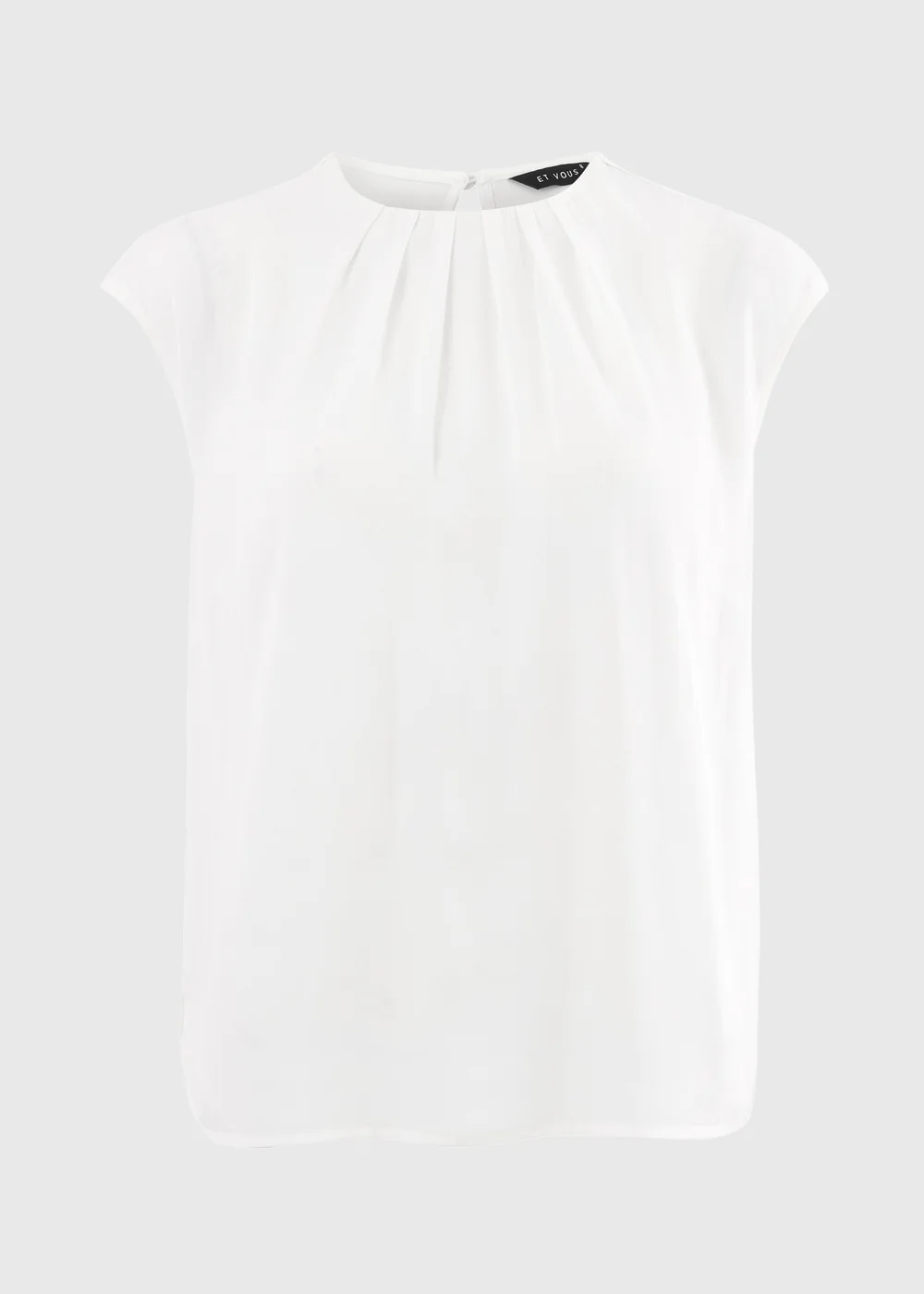Et Vous Cream Satin Pleated Front Top - 16 Image 4