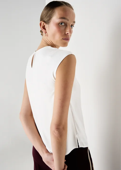Et Vous Cream Satin Pleated Front Top - 16 Image 3