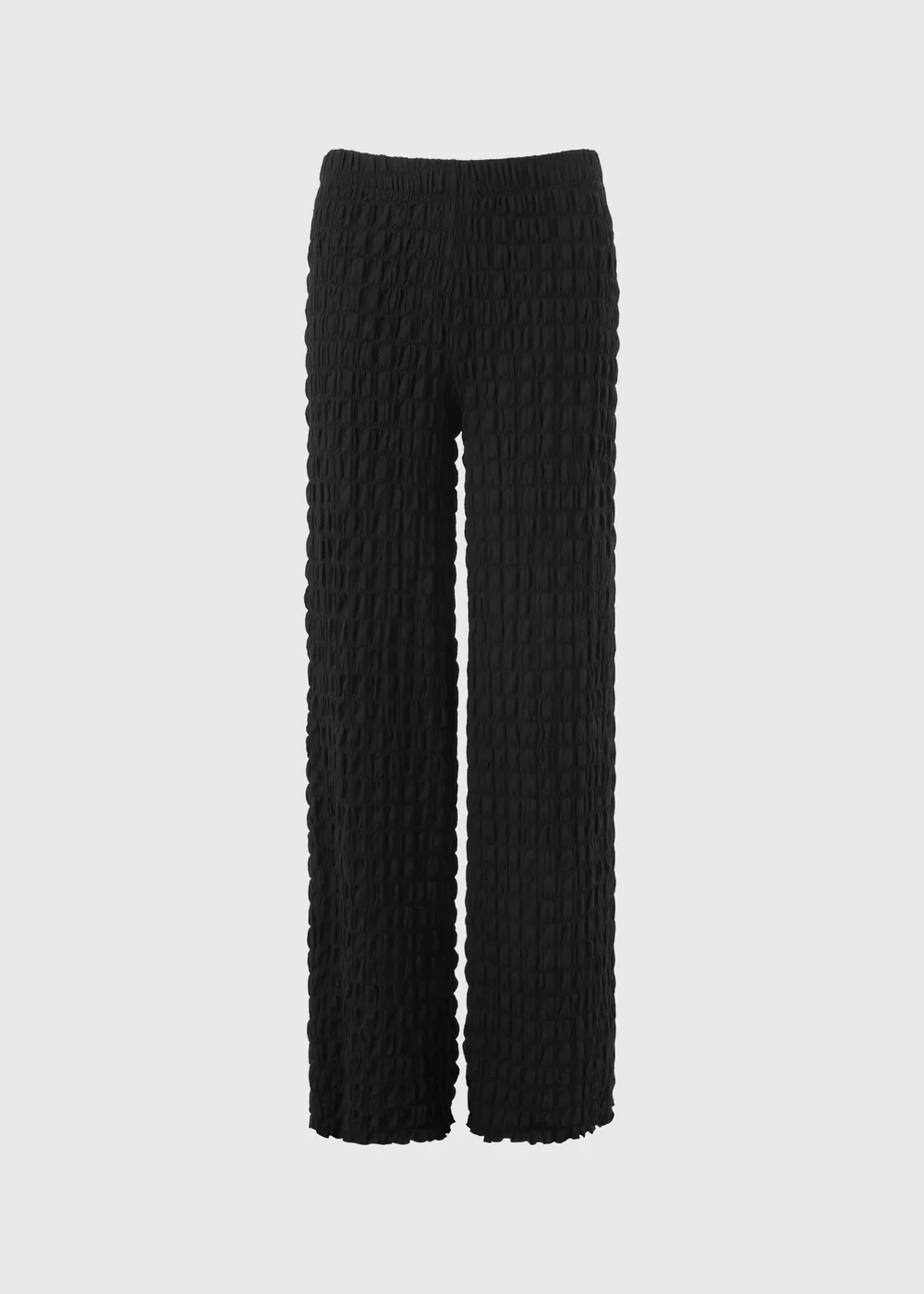 Black Bubble Textured Wide Leg Co Ord Trousers - 22/L33 Image 1