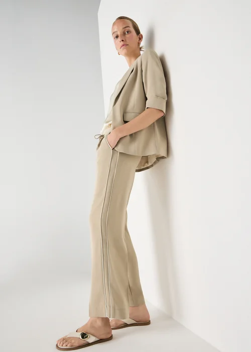Et Vous Camel Side Stripe Straight Trousers - 22/L31 Image 1