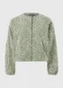 Sage Green Floral Embroidered Bomber Jacket - Size 8 Image 4