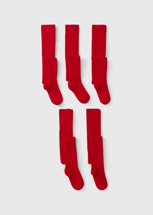 5 Pack Girls Red Soft Tights (2-11yrs) - 2-3 Yrs Image 1
