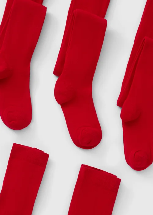 5 Pack Girls Red Soft Tights (2-11yrs) - 2-3 Yrs Image 2