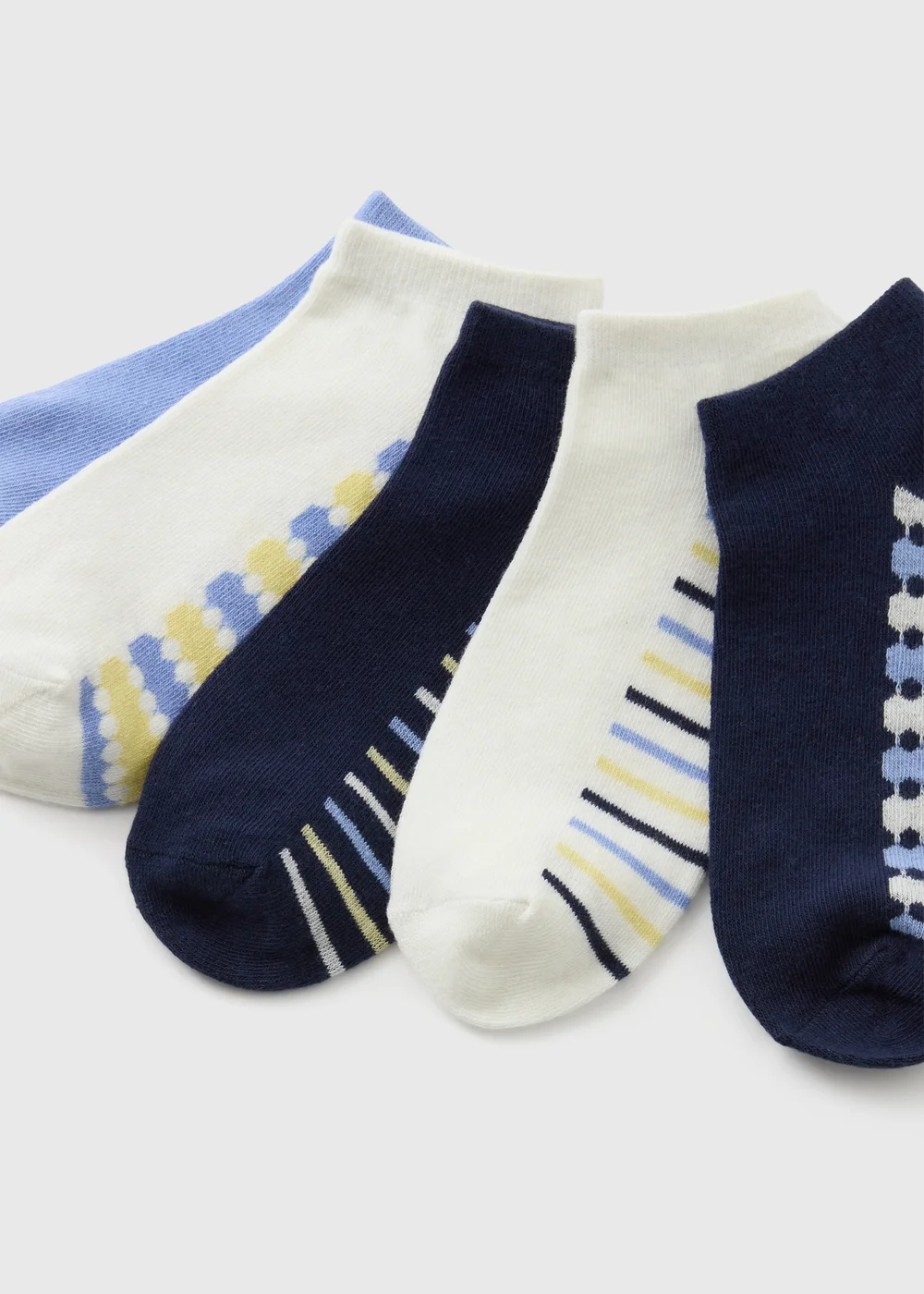 5 Pack Blue Stripe Trainer Liner Socks - One Size Image 2