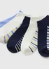 5 Pack Blue Stripe Trainer Liner Socks - One Size Image 2