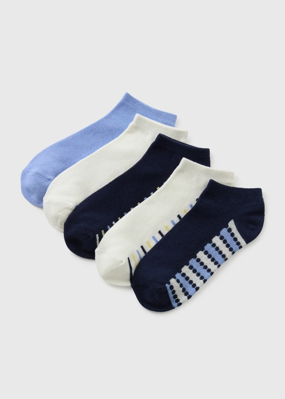 5 Pack Blue Stripe Trainer Liner Socks - One Size Image 1