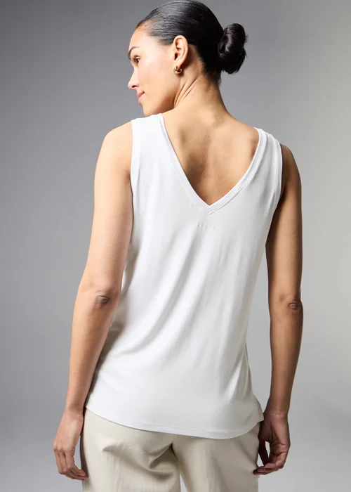 White V-Neck Vest Top - L Image 1
