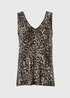 Brown Leopard Print V-Neck Vest Top - Small Image 1