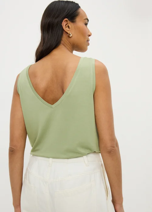 Green V-Neck Vest Top - M Image 3