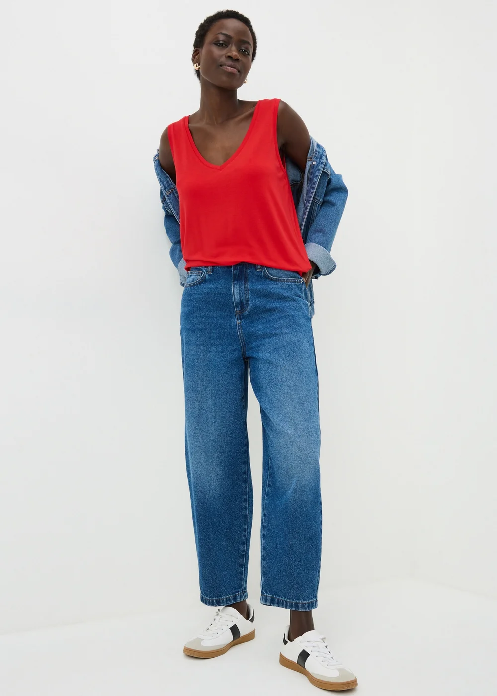 Red V-Neck Vest Top - S Image 1