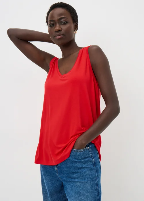 Red V-Neck Vest Top - S Image 2