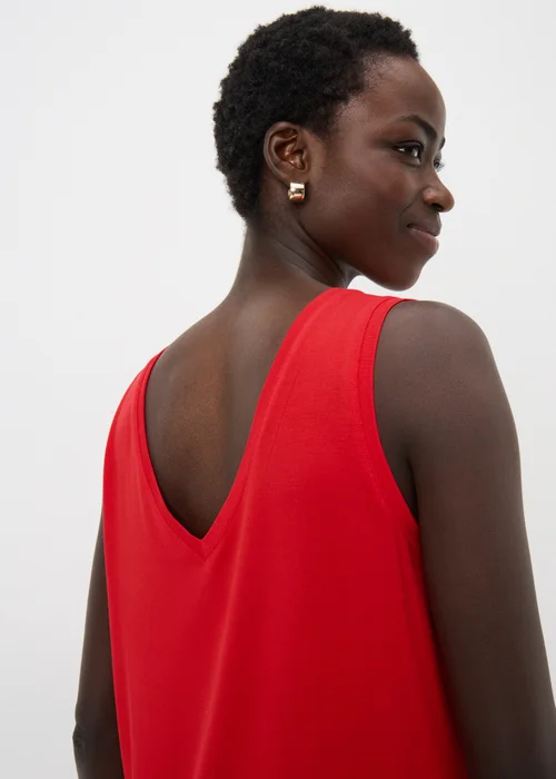 Red V-Neck Vest Top - S Image 3
