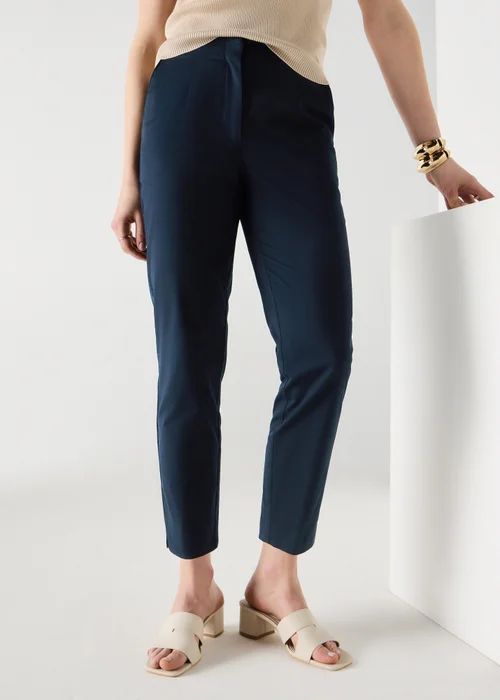 Et Vous Navy Ankle Grazer Slim Fit Trousers (Long Length) - Size 08 33 leg Image 2