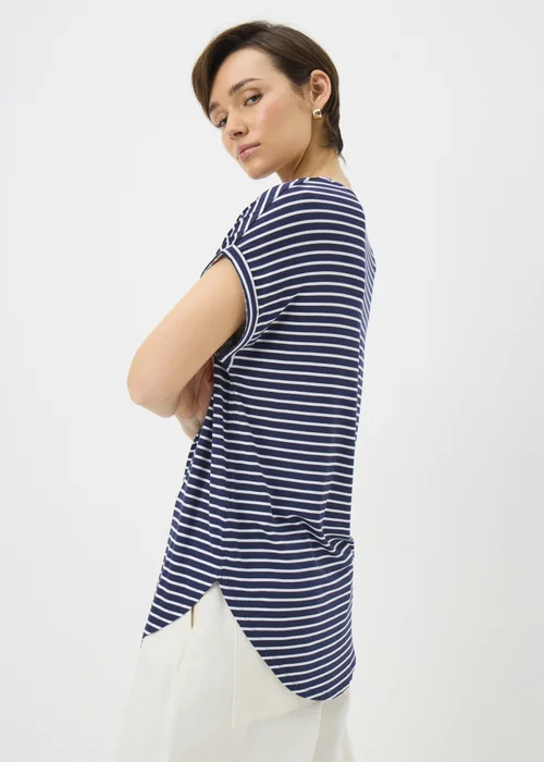 Navy Stripe Longline T-Shirt - S Image 2