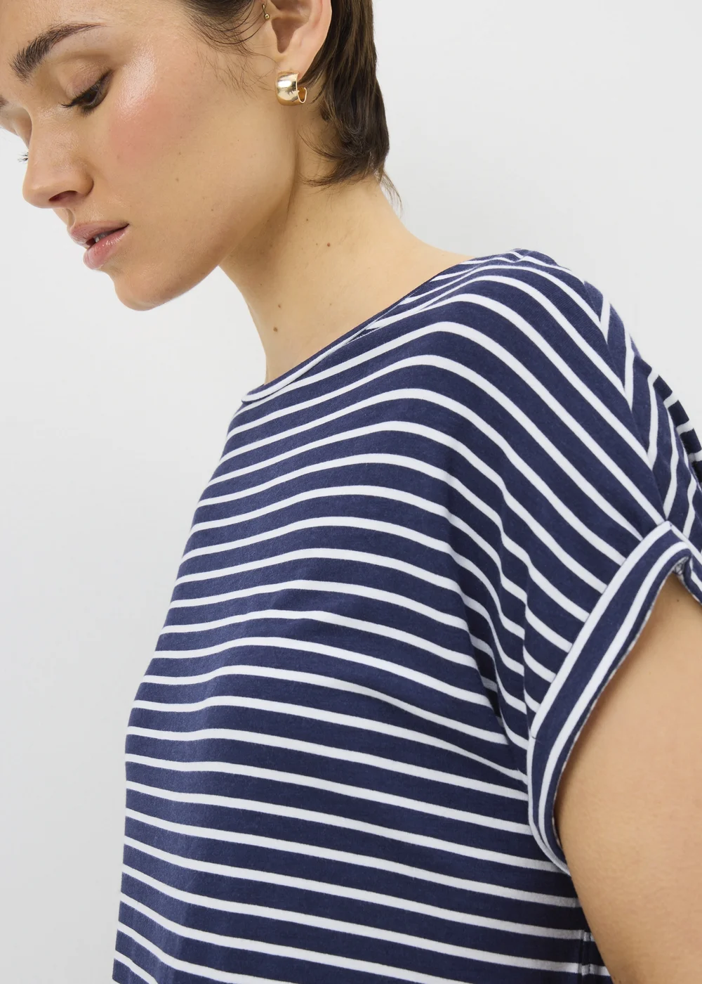 Navy Stripe Longline T-Shirt - S Image 3