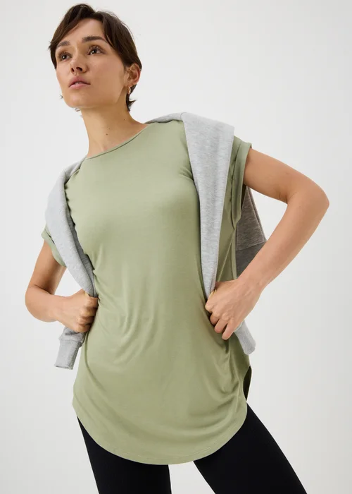 Sage Green Longline T-Shirt - S Image 1