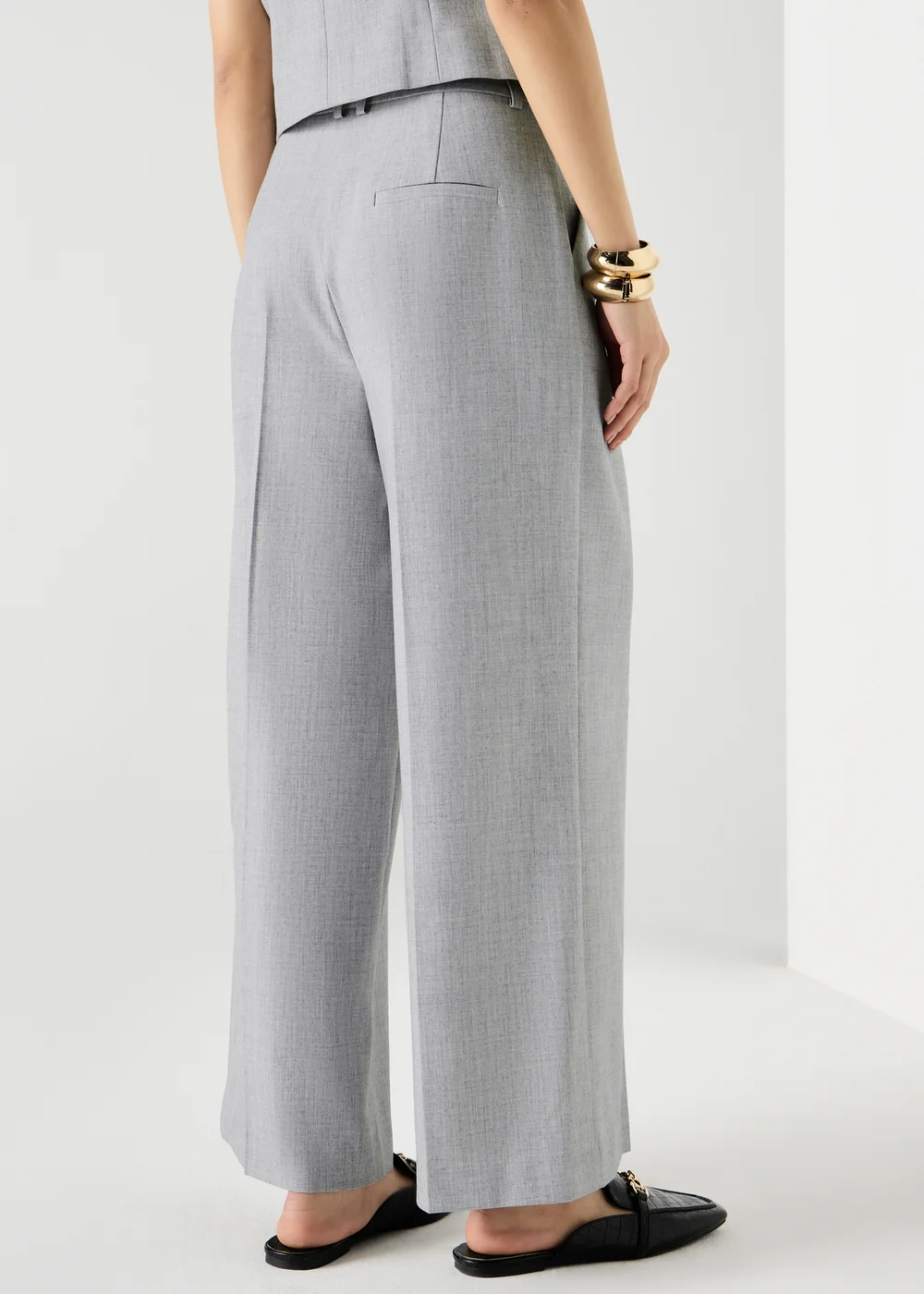 Et Vous Grey Marl PVL Wide Leg Co Ord Trousers - 14/L31 Image 2