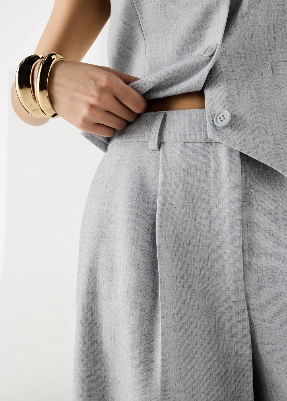 Et Vous Grey Marl PVL Wide Leg Co Ord Trousers - 14/L31 Image 3