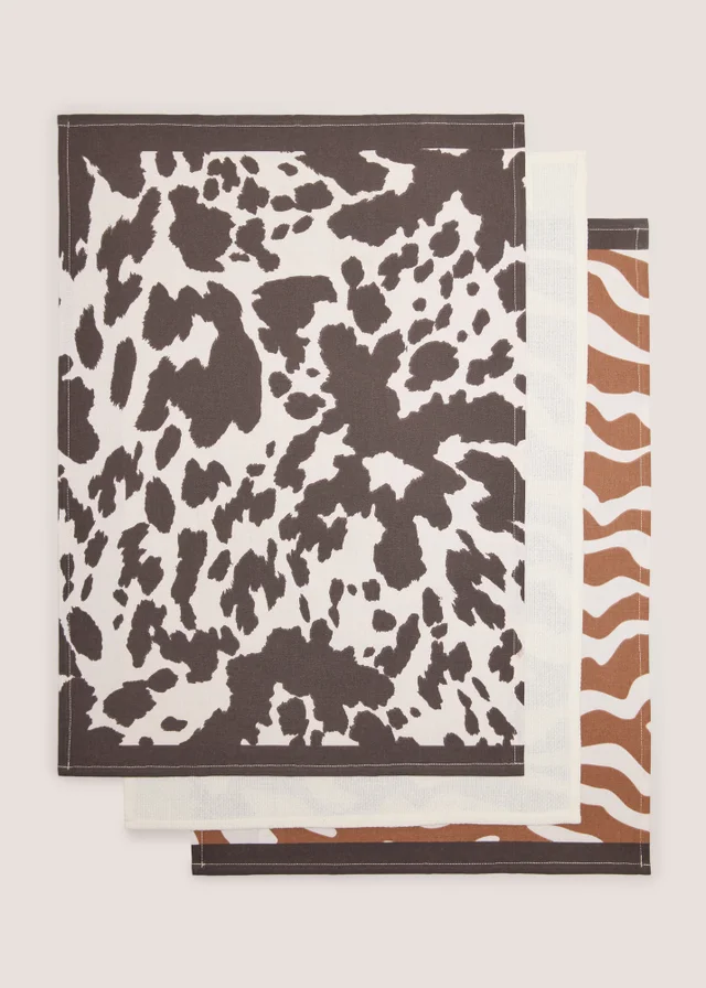 3 Pack Brown Zebra Tea Towels