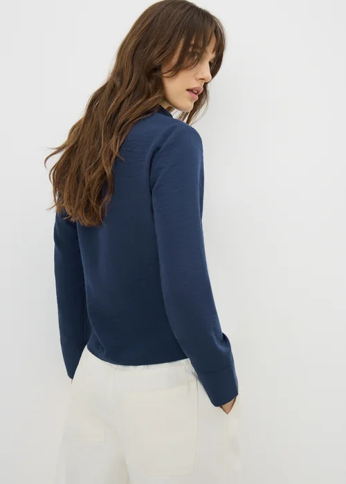 Navy Tie Waist Wrap Front Shirt - 22 Image 2